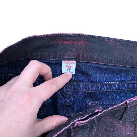 True Religion Jeans Size 40 STRAIGHT BIG T Black/Red - Picture 15 of 15